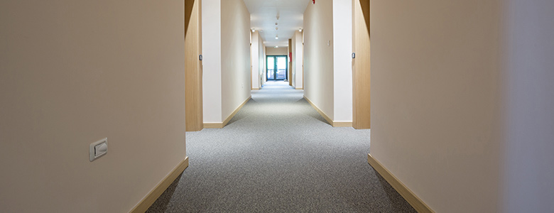 Empty office hallway.