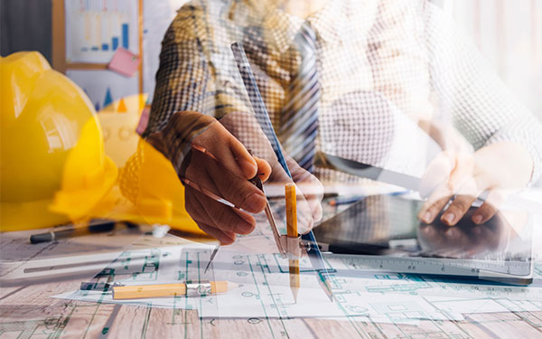 A commercial building in the process of being built.