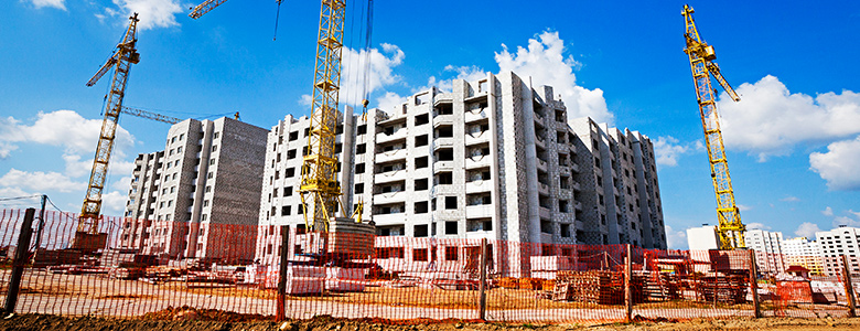 A commercial building in the process of being built.